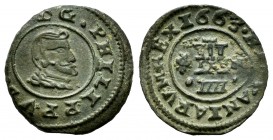 Philip IV (1621-1665). 4 maravedis. 1663. Granada. N. (Cal-225). (Jarabo-Sanahuja-M-262). Ae. 1,32 g. Pellet at the end of the date. Choice VF. Est......