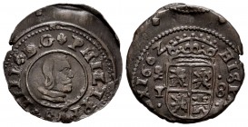 Philip IV (1621-1665). 8 maravedis. 1662. Madrid. Y. (Cal-363). (Jarabo-Sanahuja-M340). Ae. 2,20 g. Value 8 arabic. King´s bust. Choice VF. Est...100,...