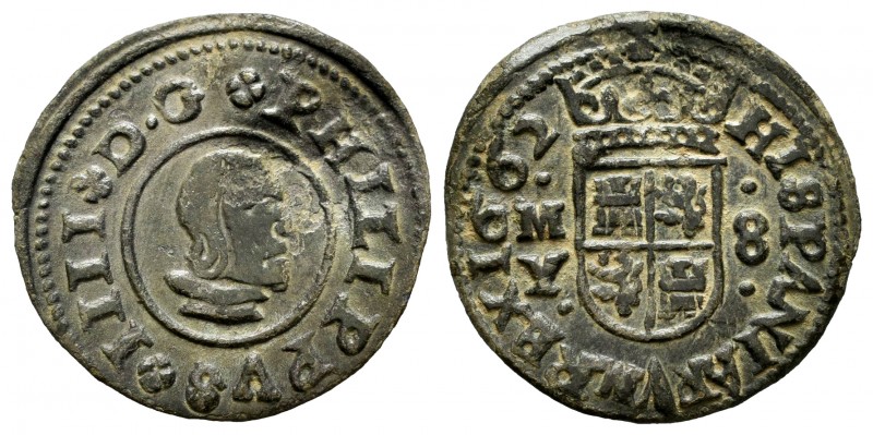 Philip IV (1621-1665). 8 maravedis. 1662. Madrid. Y. (Cal-363). Ae. 1,73 g. Knoc...