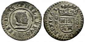 Philip IV (1621-1665). 8 maravedis. 1661. Sevilla. R. (Cal-405). (Jarabo-Sanahuja-M630). Ae. 1,98 g. Choice VF. Est...25,00. 

SPANISH DESCRIPTION: Fe...