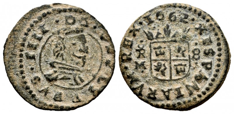 Philip IV (1621-1665). 8 maravedis. 1662. Trujillo. M. (Cal-423). (Jarabo-Sanahu...