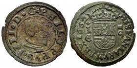 Philip IV (1621-1665). 16 maravedis. 1662. Cuenca. CA. (Cal-456). Ae. 3,85 g. Choice VF. Est...40,00. 

SPANISH DESCRIPTION: Felipe IV (1621-1665). 16...