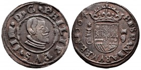 Philip IV (1621-1665). 16 maravedis. 1664/3. Cuenca. (Cal-458). (Jarabo-Sanahuja-M198). Ae. 4,23 g. Overdate. Choice VF. Est...50,00. 

SPANISH DESCRI...