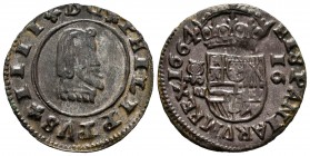 Philip IV (1621-1665). 16 maravedis. 1664. Granada. N. (Cal-464). Ae. 3,05 g. Well struck. XF. Est...60,00. 

SPANISH DESCRIPTION: Felipe IV (1621-166...