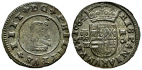 Philip IV (1621-1665). 16 maravedis. 1664. Granada. N. (Cal-464). Ae. 3,62 g. XF. Est...40,00. 

SPANISH DESCRIPTION: Felipe IV (1621-1665). 16 marave...