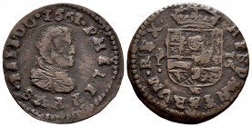Philip IV (1621-1665). 16 maravedis. 1661. Madrid. Y. (Cal-467). (Jarabo-Sanahuja-M277). Ae. 4,53 g. Date on obverse. Mintmark below the shield. VF. E...