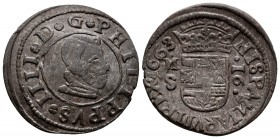 Philip IV (1621-1665). 16 maravedis. 1663. Madrid. S. (Cal-475). Ae. 3,96 g. VF. Est...40,00. 

SPANISH DESCRIPTION: Felipe IV (1621-1665). 16 maraved...