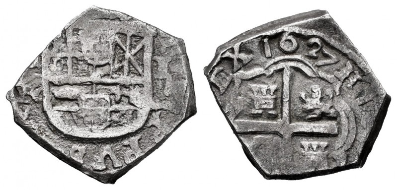 Philip IV (1621-1665). 1 real. 1627. Sevilla. R. (Cal-804). Ag. 3,39 g. Rare. Ch...