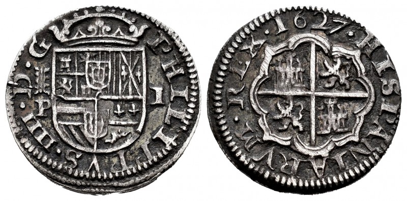 Philip IV (1621-1665). 1 real. 1627. Segovia. P. (Cal-784). Ag. 3,55 g. Choice V...