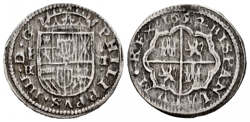 Philip IV (1621-1665). 1 real. 1652. Segovia. BR. (Cal-795). Ag. 3,02 g. Choice ...