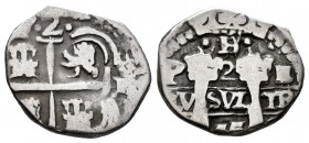 Philip IV (1621-1665). 2 reales. 1655. Potosí. E. (Cal-919). Ag. 2,85 g. ·H· below the crown. Clipped. Rare. Almost VF. Est...120,00. 

SPANISH DESCRI...