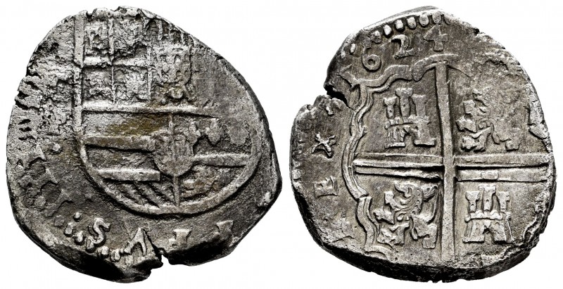 Philip IV (1621-1665). 4 reales. 1624. Toledo. P. (Cal-1208). Ag. 12,99 g. Parti...