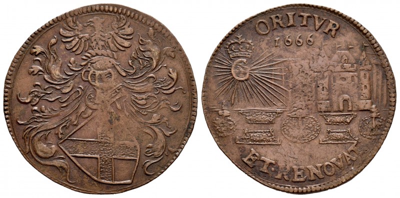 Charles II (1665-1700). Jetón. 1666. Brussels. (Dugn-4233). Ae. 6,17 g. Consolid...