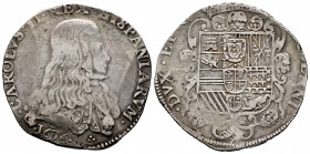 Charles II (1665-1700). 1 felipe. 1676. Milano. (Vti-19). (Olivares-278). (Mir-387/1). Ag. 27,46 g. Scarce. Almost VF/VF. Est...250,00. 

SPANISH DESC...