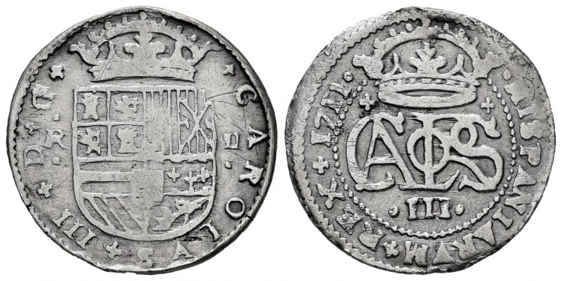 Charles III The Pretender (1701-1714). 2 reales. 1711. Barcelona. (Cal-32). Ag. ...