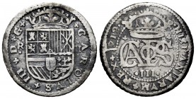Charles III The Pretender (1701-1714). 2 reales. 1712/1. Barcelona. (Cal-33 var). Ag. 4,59 g. Overdate. Choice F. Est...40,00. 

SPANISH DESCRIPTION: ...