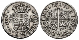 Philip V (1700-1746). 1 real. 1733. Madrid. JF. (Cal-447). Ag. 2,84 g. Choice VF. Est...60,00. 

SPANISH DESCRIPTION: Felipe V (1700-1746). 1 real. 17...