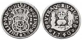 Philip V (1700-1746). 1 real. 1740. México. MF. (Cal-516). Ag. 3,17 g. Almost VF. Est...40,00. 

SPANISH DESCRIPTION: Felipe V (1700-1746). 1 real. 17...