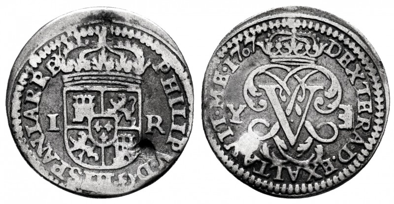 Philip V (1700-1746). 1 real. 1707. Segovia. Y. (Cal-621). Ag. 2,56 g. Knock on ...