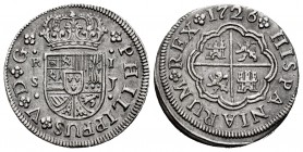 Philip V (1700-1746). 1 real. 1726. Sevilla. J. (Cal-649). Ag. 2,78 g. Almost XF. Est...65,00. 

SPANISH DESCRIPTION: Felipe V (1700-1746). 1 real. 17...