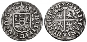 Philip V (1700-1746). 1 real. 1732. Sevilla. PA. (Cal-1719). Ag. 2,88 g. Scarce. VF. Est...45,00. 

SPANISH DESCRIPTION: Felipe V (1700-1746). 1 real....