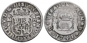 Philip V (1700-1746). 2 reales. 1741. México. MF. (Cal-825). Ag. 6,32 g. Choice F. Est...40,00. 

SPANISH DESCRIPTION: Felipe V (1700-1746). 2 reales....