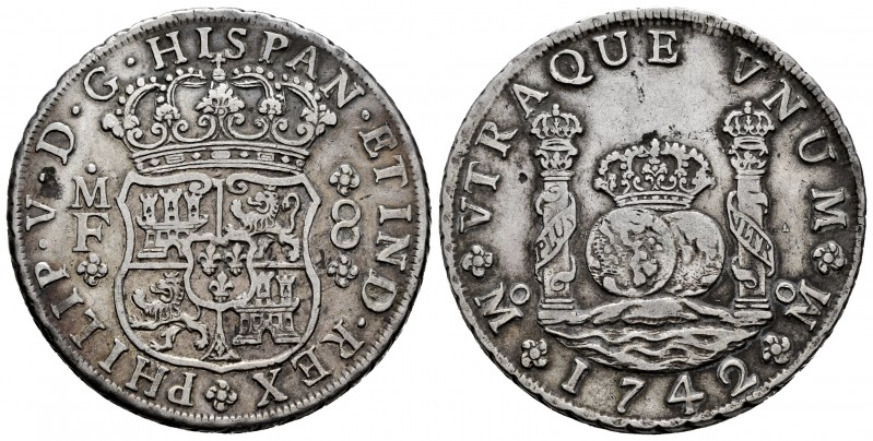 Philip V (1700-1746). 8 reales. 1742. México. MF. (Cal-1461). Ag. 26,78 g. Choic...