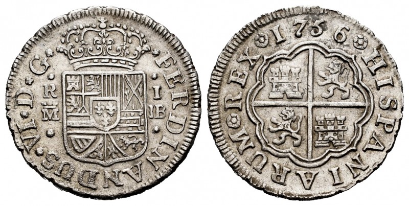 Ferdinand VI (1746-1759). 1 real. 1756. Madrid. JB. (Cal-180). Ag. 3,23 g. A goo...