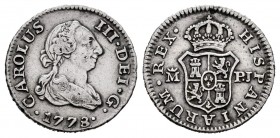 Charles III (1759-1788). 1/2 real. 1778. Madrid. PJ. (Cal-162). Ag. 1,45 g. Choice VF. Est...50,00. 

SPANISH DESCRIPTION: Carlos III (1759-1788). 1/2...