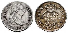 Charles III (1759-1788). 1/2 real. 1784. Madrid. JD. (Cal-170). Ag. 1,39 g. Scarce in this condition. XF. Est...150,00. 

SPANISH DESCRIPTION: Carlos ...