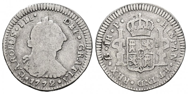 Charles III (1759-1788). 1 real. 1772. Guatemala. P. (Cal-332). (Km-33.1). Ag. 3...