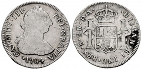 Charles III (1759-1788). 2 reales. 1784. Santiago. DA. (Cal-764). Ag. 6,60 g. Rare date. F/Choice F. Est...100,00. 

SPANISH DESCRIPTION: Carlos III (...