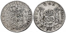 Charles III (1759-1788). 4 reales. 1769. Potosí. (Cal-925). Ag. 13,23 g. Straight 9. Pellet above mintmark. Rare. VF. Est...300,00. 

SPANISH DESCRIPT...