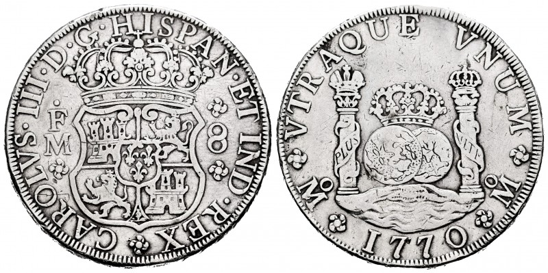 Charles III (1759-1788). 8 reales. 1770. México. FM. (Cal-912). Ag. 26,72 g. Trc...