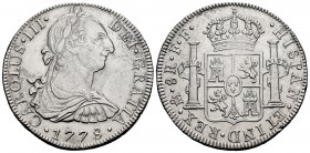 Charles III (1759-1788). 8 reales. 1778. México. FF. (Cal-1117). Ag. 26,83 g. Slightly cleaned. Almost XF. Est...100,00. 

SPANISH DESCRIPTION: Carlos...