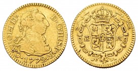 Charles III (1759-1788). 1/2 escudo. 1772. Madrid. PJ. (Cal-1256). Au. 1,76 g. Almost VF. Est...120,00. 

SPANISH DESCRIPTION: Carlos III (1759-1788)....