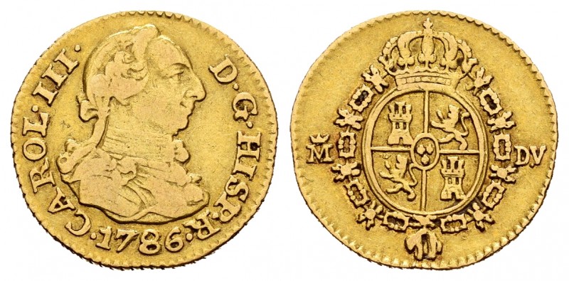 Charles III (1759-1788). 1/2 escudo. 1786. Madrid. DV. (Cal-1280). Au. 1,70 g. A...