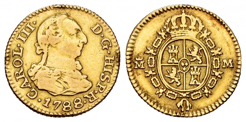 Charles III (1759-1788). 1/2 escudo. 1788. Madrid. M. (Cal-1286). Au. 1,73 g. Tr...