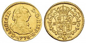 Charles III (1759-1788). 1/2 escudo. 1775. Sevilla. CF. (Cal-1035). Au. 1,76 g. VF/Choice VF. Est...140,00. 

SPANISH DESCRIPTION: Carlos III (1759-17...