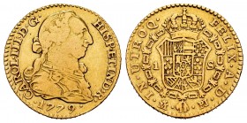 Charles III (1759-1788). 1 escudo. 1779. Madrid. PJ. (Cal-1358). Au. 3,27 g. Choice F. Est...150,00. 

SPANISH DESCRIPTION: Carlos III (1759-1788). 1 ...