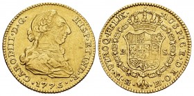 Charles III (1759-1788). 2 escudos. 1775. Madrid. PJ. (Cal-1549). Au. 6,70 g. Almost VF/VF. Est...300,00. 

SPANISH DESCRIPTION: Carlos III (1759-1788...