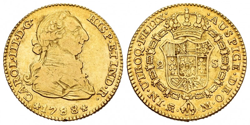 Charles III (1759-1788). 2 escudos. 1788. Madrid. M/PJ. (Cal-1576). Au. 6,75 g. ...