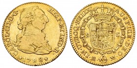 Charles III (1759-1788). 2 escudos. 1788. Madrid. M/PJ. (Cal-1576). Au. 6,75 g. Rectified assayer mark. Minor nick on edge. Almost VF/Choice VF. Est.....