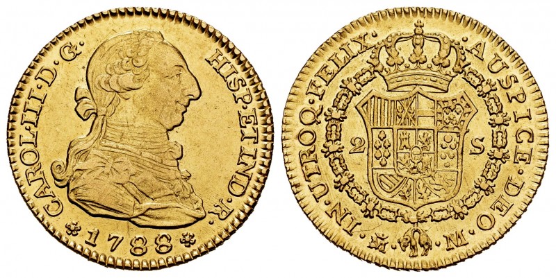 Charles III (1759-1788). 2 escudos. 1788. Madrid. M. (Cal-1578). Au. 6,69 g. Alm...