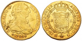 Charles III (1759-1788). 8 escudos. 1788. Sevilla. C. (Cal-2194). Au. 26,91 g. VF/Choice VF. Est...1200,00. 

SPANISH DESCRIPTION: Carlos III (1759-17...