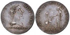 Charles IV (1788-1808). "Proclamation" medal. 1789. Barcelona. (H-11). (Vq-13073). Ag. 7,22 g. 4 reales module. Tone. Choice VF. Est...175,00. 

SPANI...