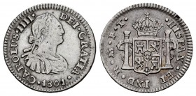 Charles IV (1788-1808). 1/2 real. 1801. México. FM. (Cal-286). Ag. 1,66 g. VF. Est...35,00. 

SPANISH DESCRIPTION: Carlos IV (1788-1808). 1/2 real. 18...