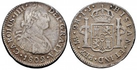 Charles IV (1788-1808). 2 reales. 1802. Lima. IJ. (Cal-585). Ag. 5,42 g. Minor scratches. Almost VF/VF. Est...50,00. 

SPANISH DESCRIPTION: Carlos IV ...