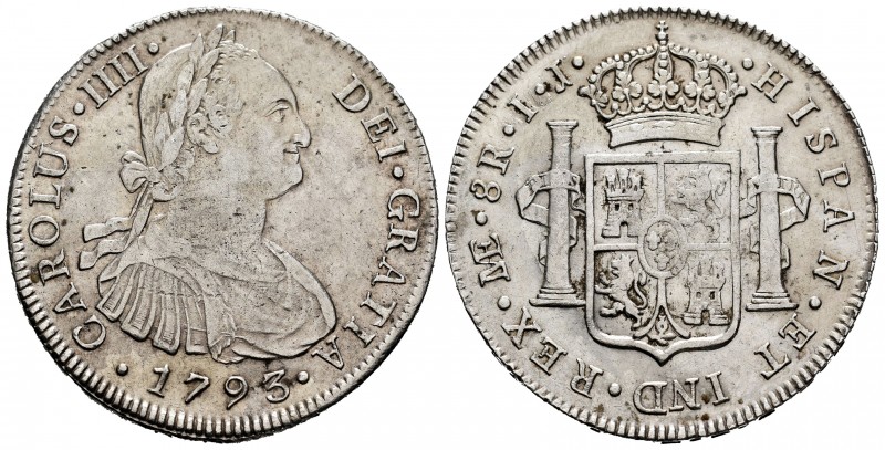 Charles IV (1788-1808). 8 reales. 1793. Lima. IJ. (Cal-909). Ag. 26,53 g. King´s...