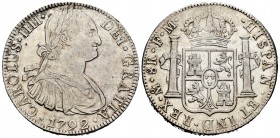 Charles IV (1788-1808). 8 reales. 1792. México. FM. (Cal-954). Ag. 26,92 g. Choice VF. Est...110,00. 

SPANISH DESCRIPTION: Carlos IV (1788-1808). 8 r...